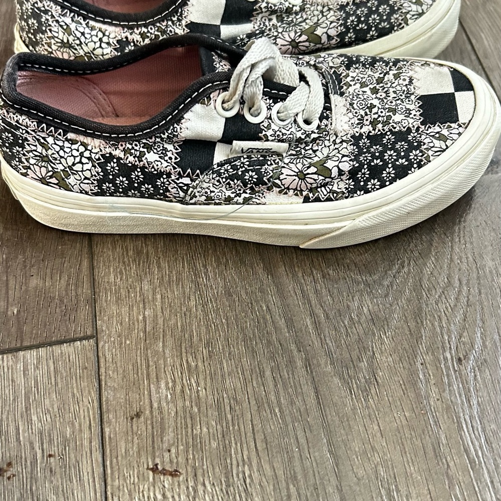 Vans Black and White Floral Sneakers
